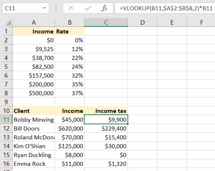 Microsoft Excel spreadsheet