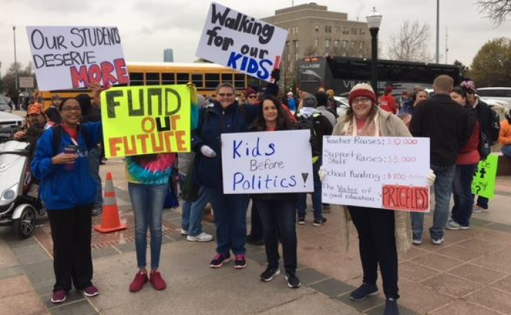 Striking Oklahoma teachers rally at the state Capitol Monday, April 2, 2018.