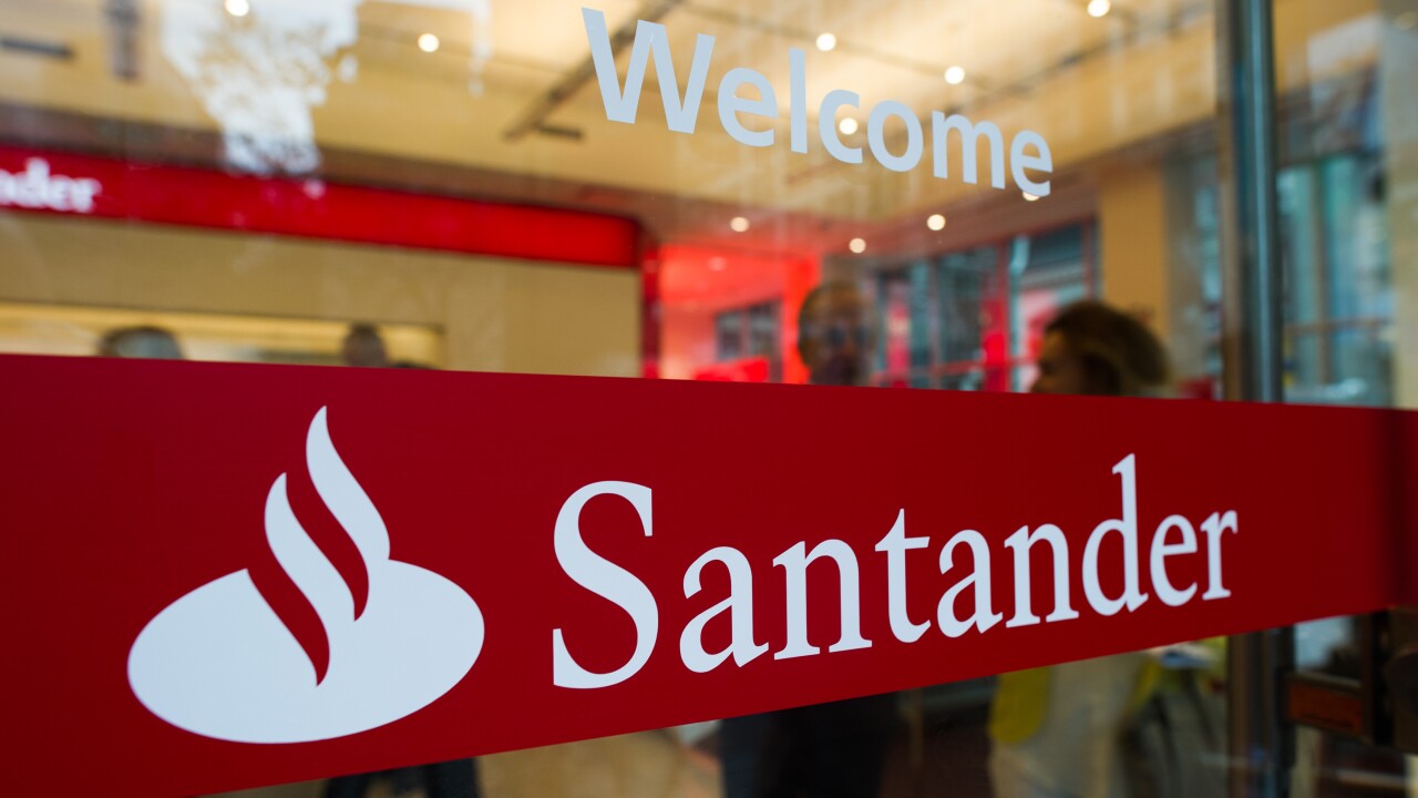 Santander sign outside a branch.
