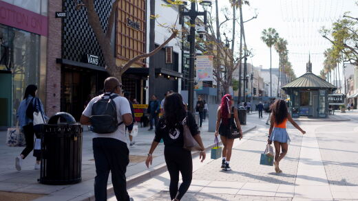 Shoppers at the Third Street Promenade in Santa Monica, California