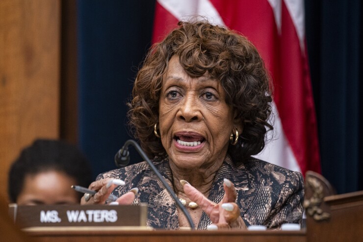 Maxine Waters during a Congressional hearing