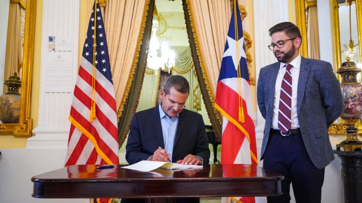 Puerto Rico Governor Pedro Pierluisi with Secretary of the Treasury Francisco Parés Alicea