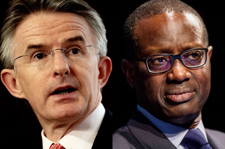 HSBC CEO John Flint (left) and Credit Suisse CEO Tidjane Thiam.