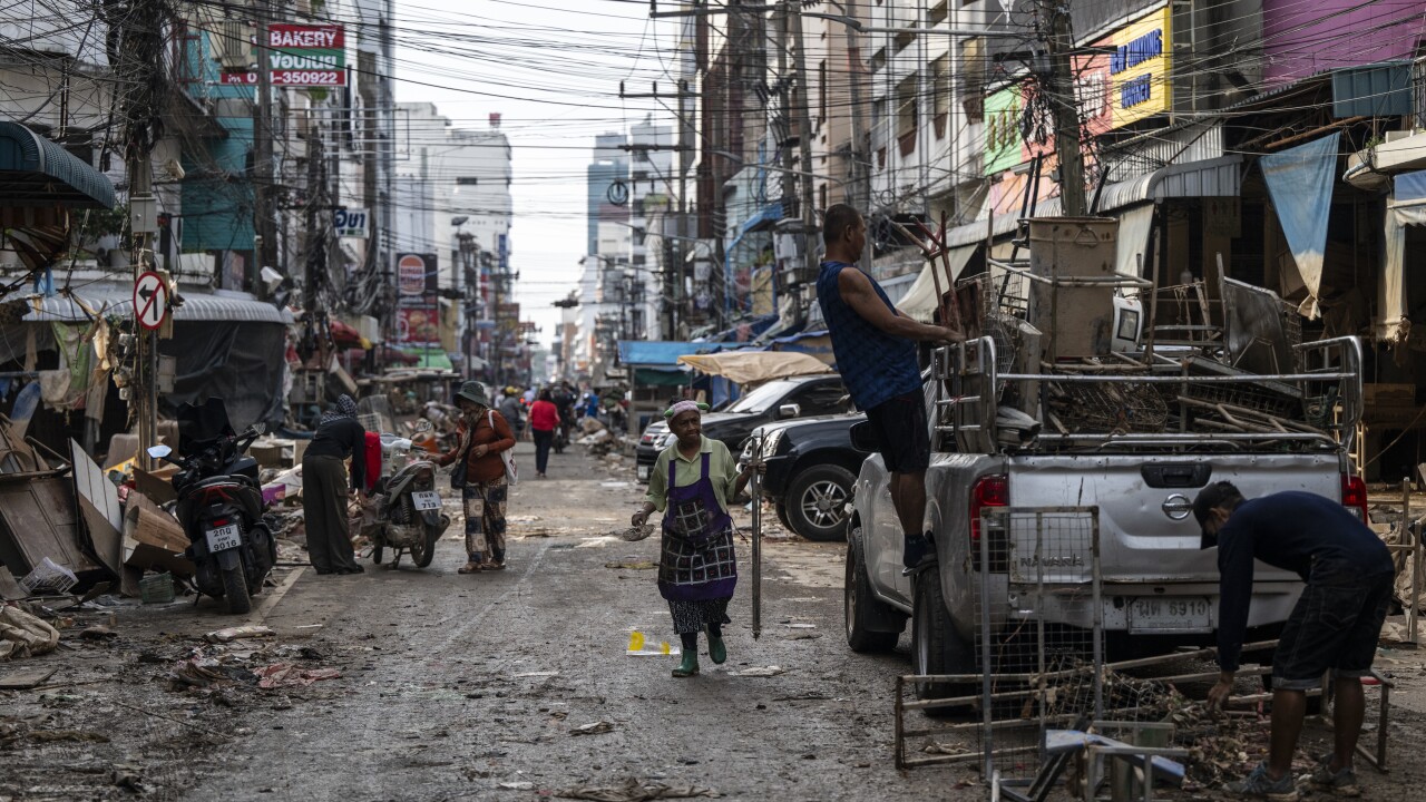 Damages following flooding in downtown Hat Yai, Thailand on Nov. 29.