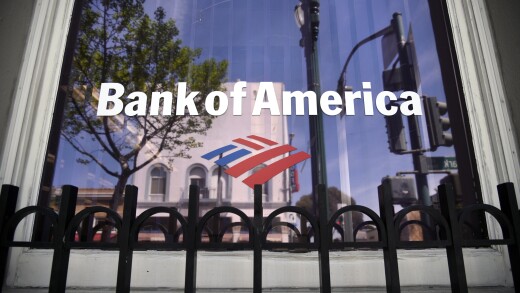 Bank of America logo reflecting street