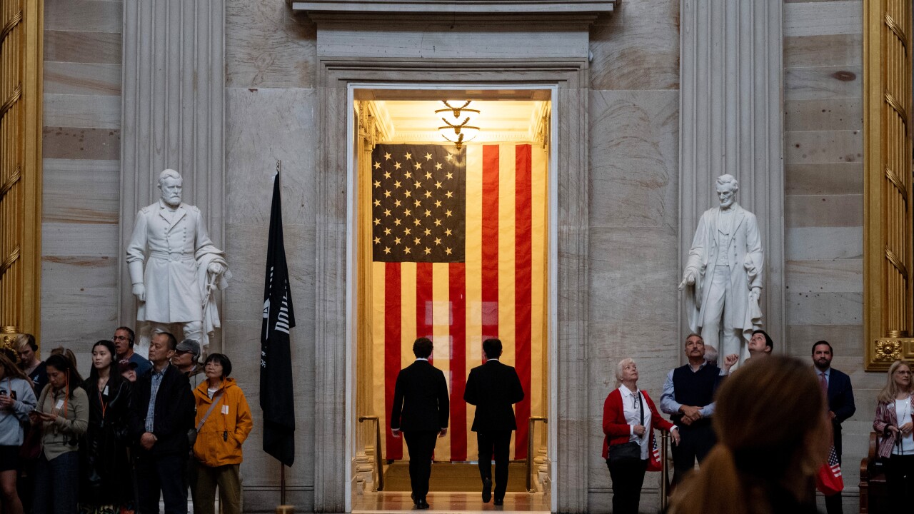 Visitors in the rotunda at the U.S. Capitol in Washington, D.C.