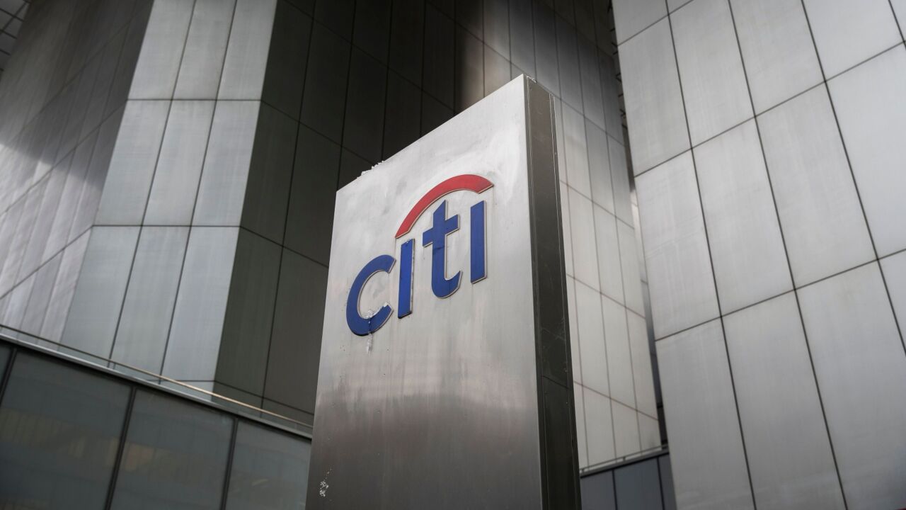 A Citi sign outside a bank location.