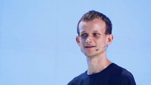 Vitalik Buterin, co-founder of Ethereum, giving a speech