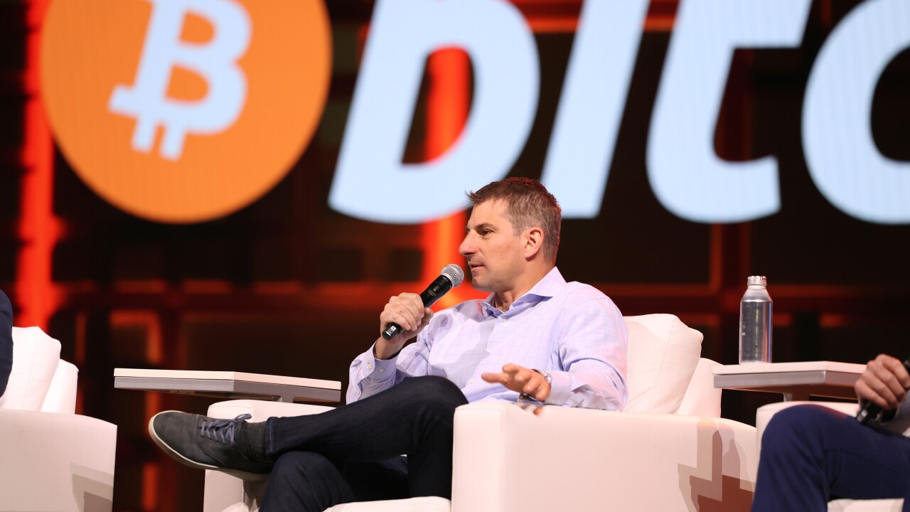 A picture of Kraken co-CEO David Ripley at a bitcoin conference