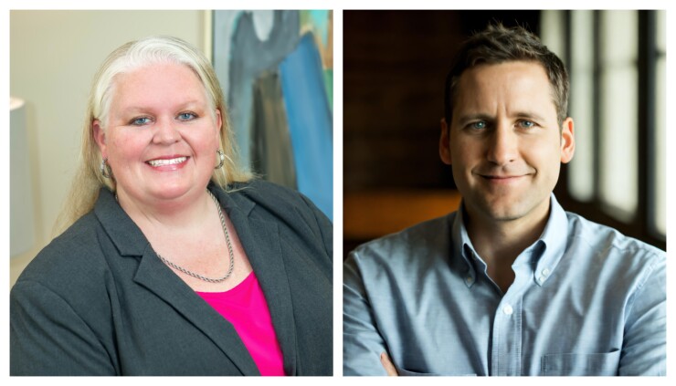 Left: Kim Kirk, chief operations officer of Queensborough National Bank & Trust Company. Right: Ryan Hildebrand, chief innovation officer of Bankwell Bank.