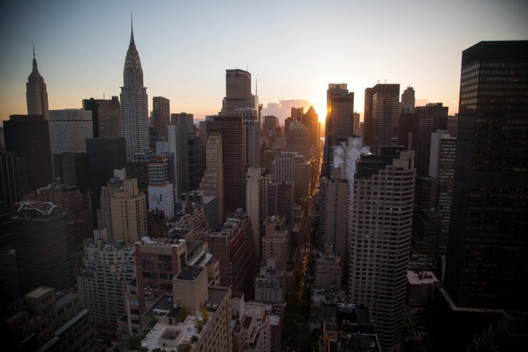 A view of midtown is seen from the penthouse apartment at the 50 United Nations Plaza building in New York.