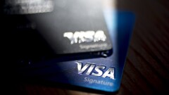 Visa cards in shadows