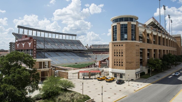 The south end of Darrell K. Royal-Memorial Stadium on the University of Texas campus in Austin will be enclosed as part of remodeling.