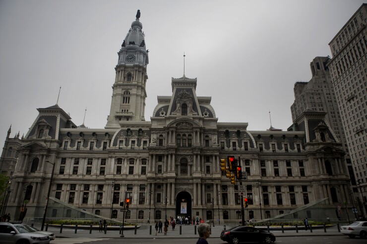 City Hall stands in Philadelphia, Pennsylvania, U.S., on Saturday, May 9, 2015.