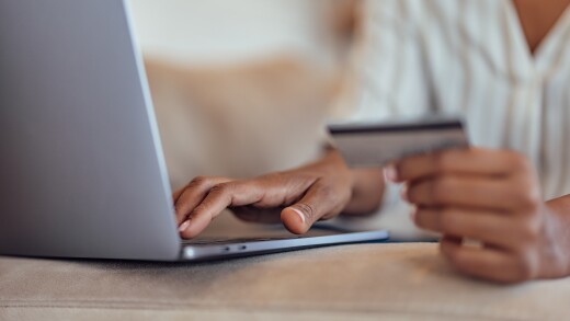 Adult woman, checking her credit score.