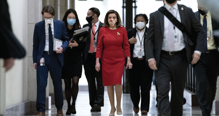 Speaker of the House Nancy Pelosi leaving a news conference in February. As congressional committees turned their attention to passing another coronavirus relief bill, concerns about the national debt resurfaced.