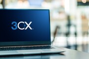 Laptop computer displaying logo of 3CX