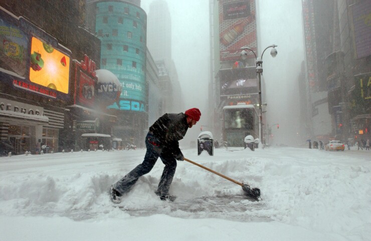 Snowstorm in Times Square