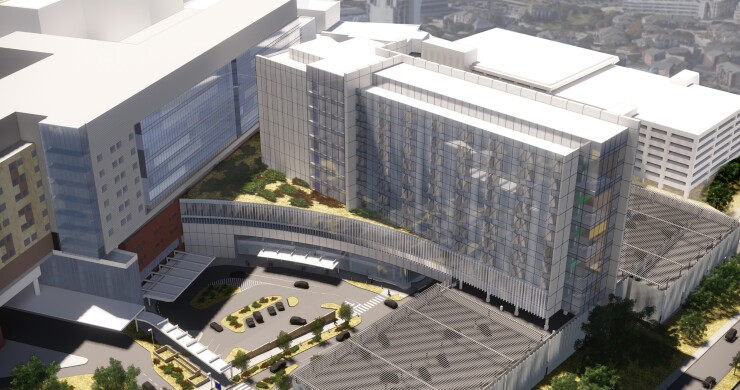 Architects rendering shows planned University Hospital expansion in San Antonio.