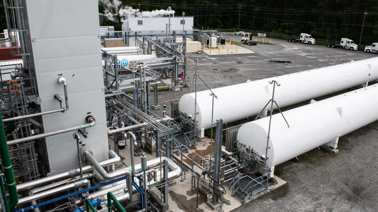 A liquid green hydrogen plant in Woodbine, Georgia