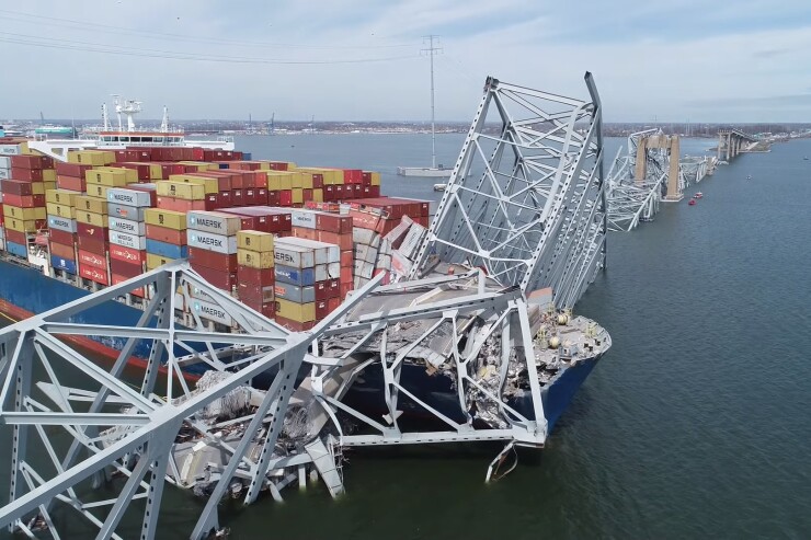 Francis Scott Key Bridge and Cargo Ship Dali, NTSB view