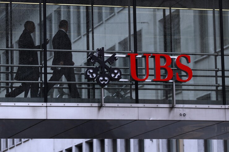 Swiss bank UBS logo and figures