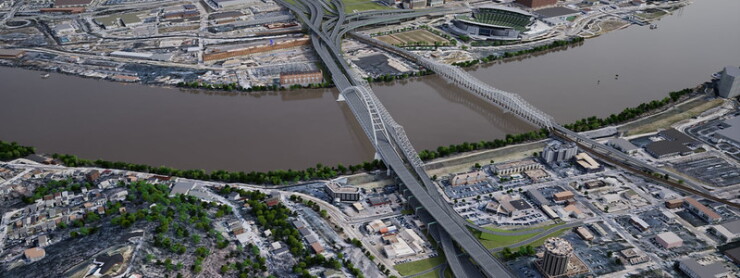 A rendering of the planned Brent Spence Bridge between Ohio and Kentucky
