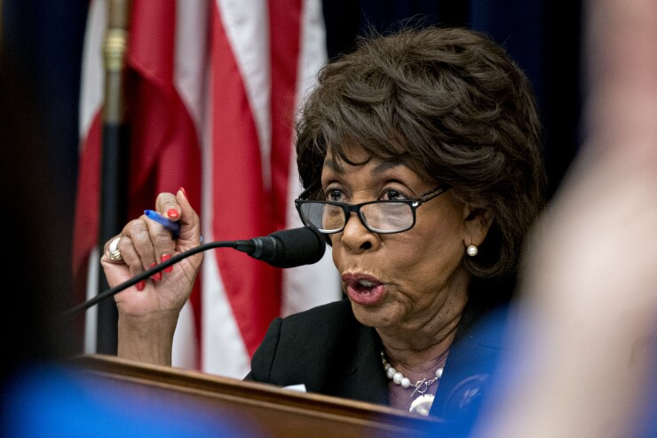 House Financial Services Committee Chairwoman Maxine Waters
