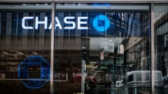 JPMorgan Chase signage is displayed at a bank branch in New York.