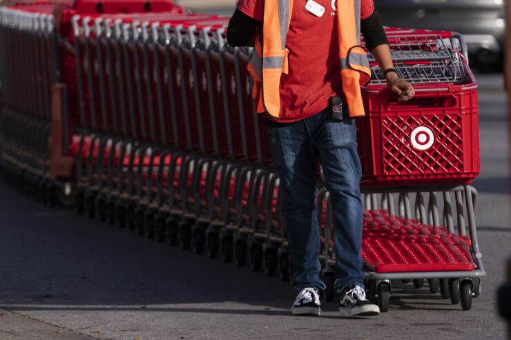 Target employee and shopping carts