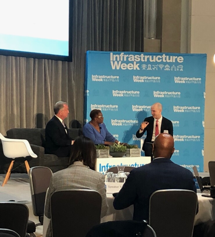 Karen Freeman-Wilson, National League of Cities President and Gary Moore, second vice president of the National Association of Counties discussed financing infrastructure during Infrastructure Week 2019.