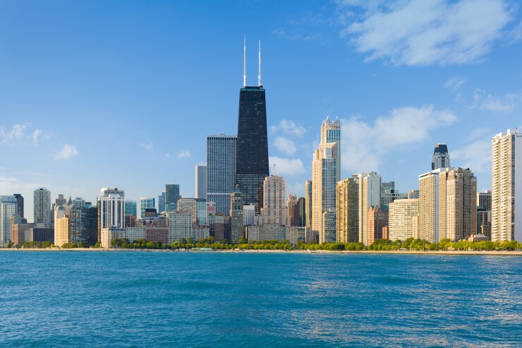 Chicago skyline, as seen from Lake Michigan