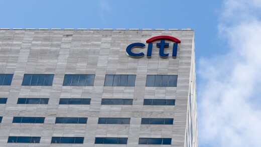 Miami, USA - May 12, 2019: Citi sign on the building in Miami, U