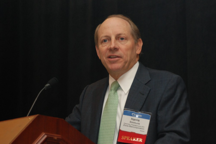 Harris Simmons, 65, has been Zions' CEO for more than three decades.