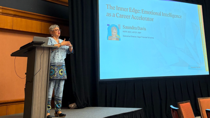 Financial advisor coach Saundra Davis of Sage Financial Solutions gave a presentation about emotional intelligence and professional development at The American College of Financial Services' CAAFP this week in Chicago.