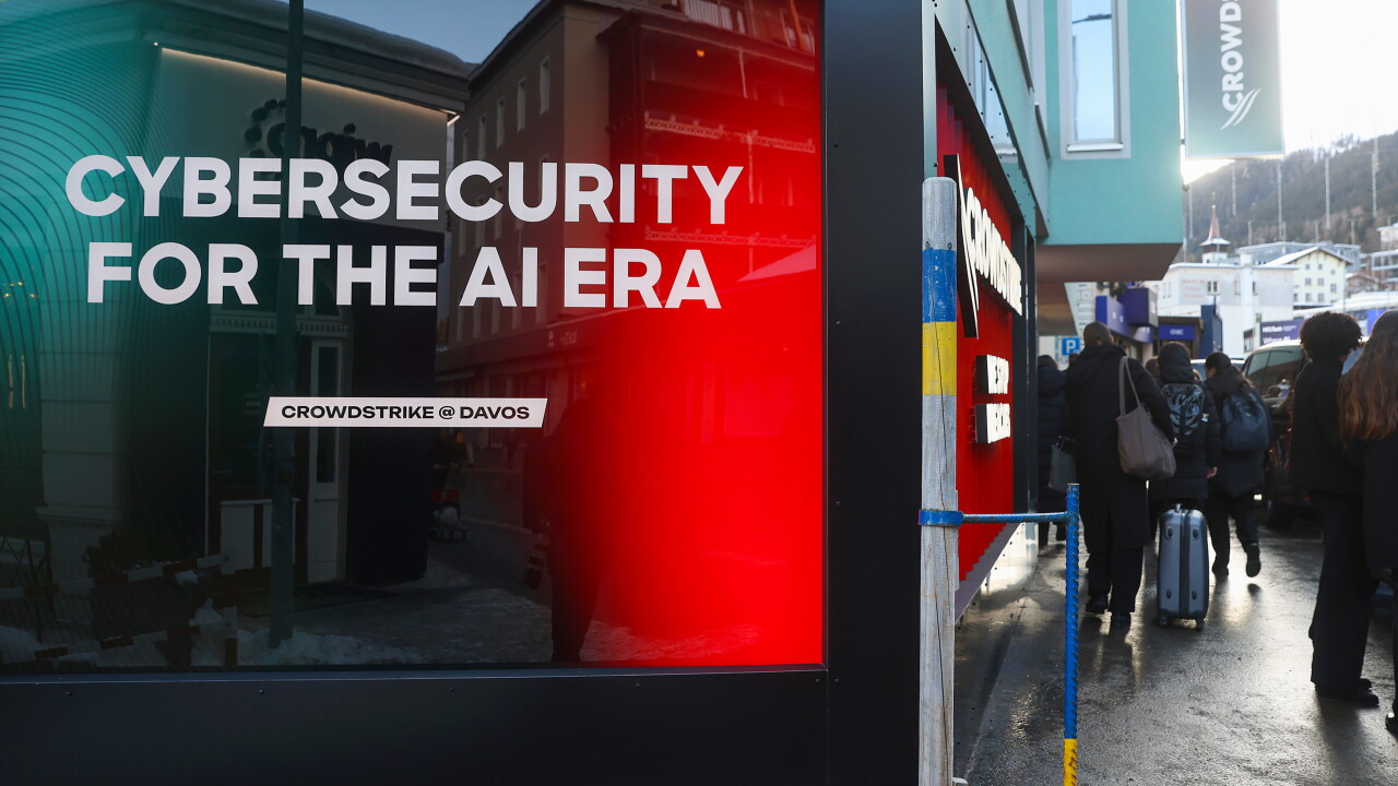 A picture of a billboard that reads "Cybersecurity for the AI era."