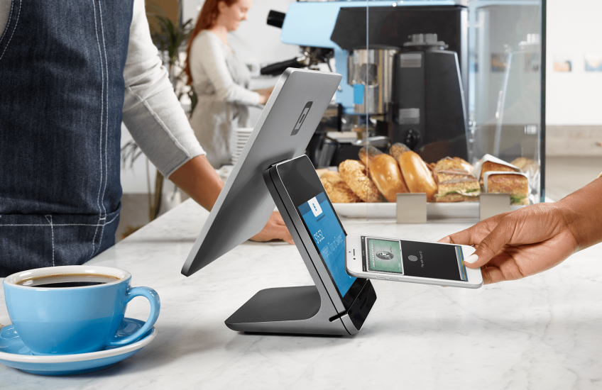 The 2017 Square Register has two screens.