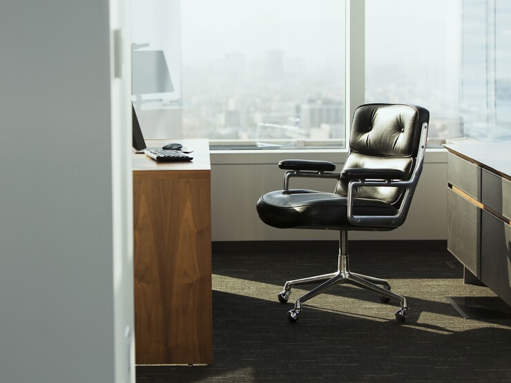 Empty chair in corporate office