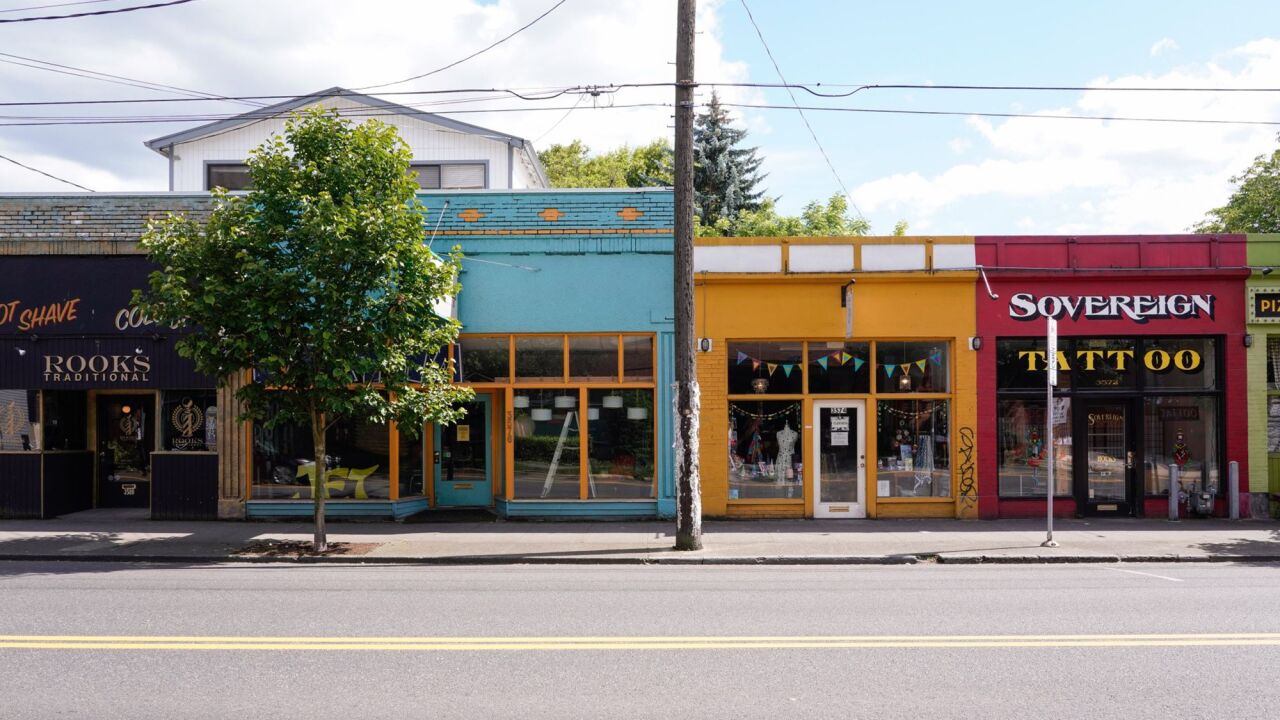 Small businesses stand temporarily closed in Portland, Oregon, on June 17.