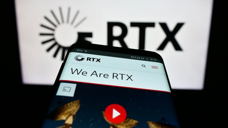 RTX logo on a computer screen; a circle with the letters "RTX" next to it.
