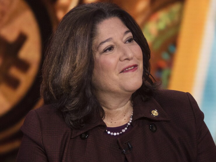 Maria Vullo, the superintendent of the New York State Department of Financial Services