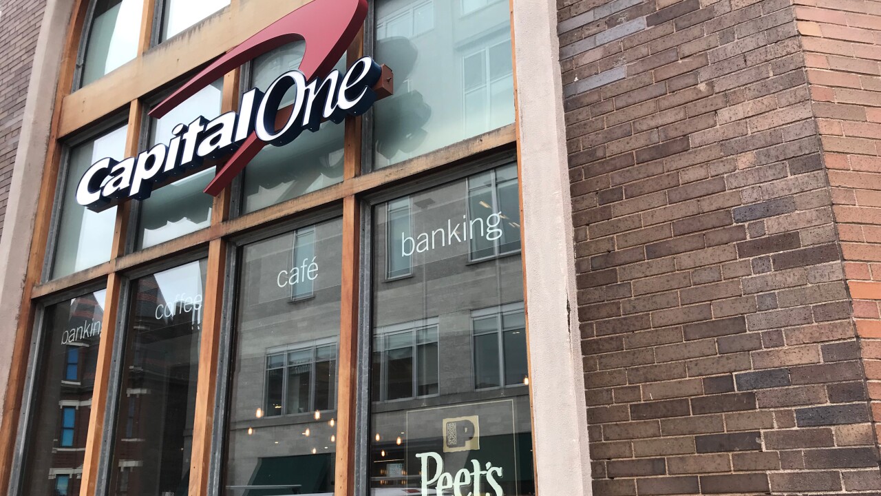Outside a Capital One cafe.