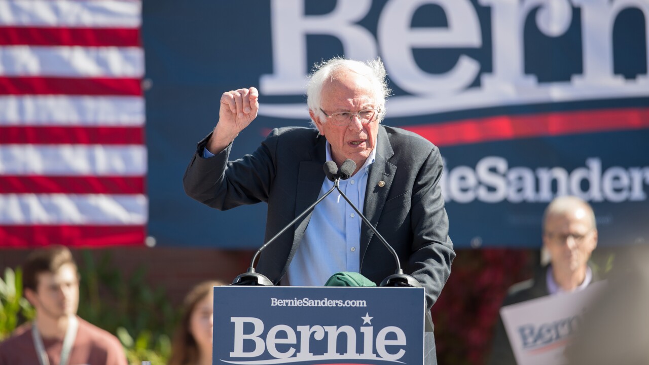 PLYMOUTH, NH - SEPTEMBER 29: Democratic presidential candidate, Sen. Bernie Sanders (I-VT) speaks at a campaign event at Plymouth State University on September 29, 2019 in Plymouth, New Hampshire. (Photo by Scott Eisen/Getty Images)