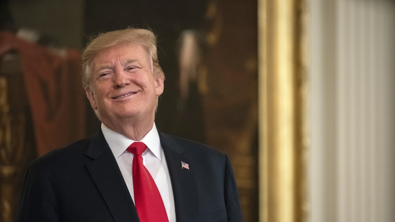 President Donald Trump at an event with wounded warriors at the White House