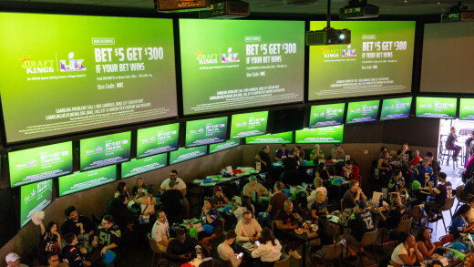 A commercial for DraftKings during the Super Bowl LX broadcast in Los Angeles