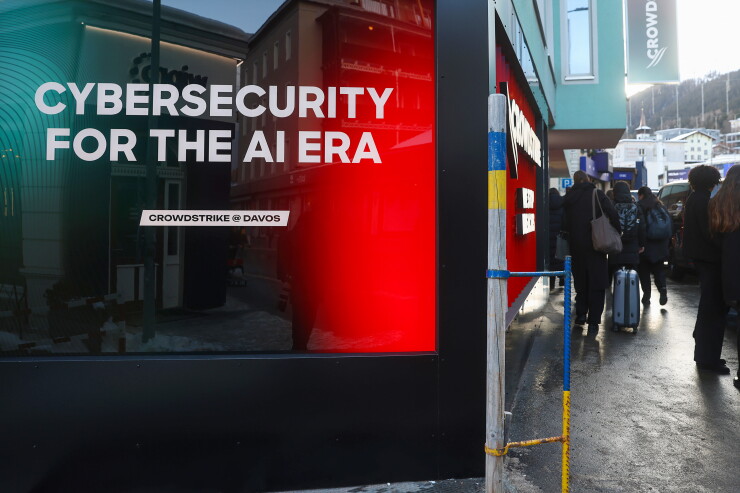 A picture of a billboard that reads "Cybersecurity for the AI era."