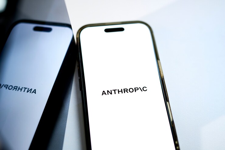 The Anthropic logo arranged on a smartphone