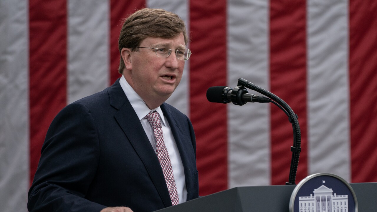 Mississippi Gov. Tate Reeves talking at White House event in fall 2020