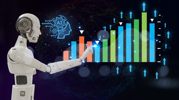 Robot looking at a graph