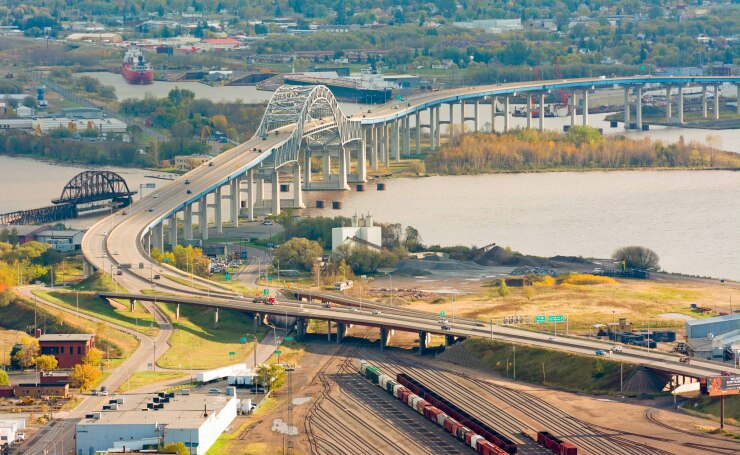 Aerial view of Blatnik Bridge